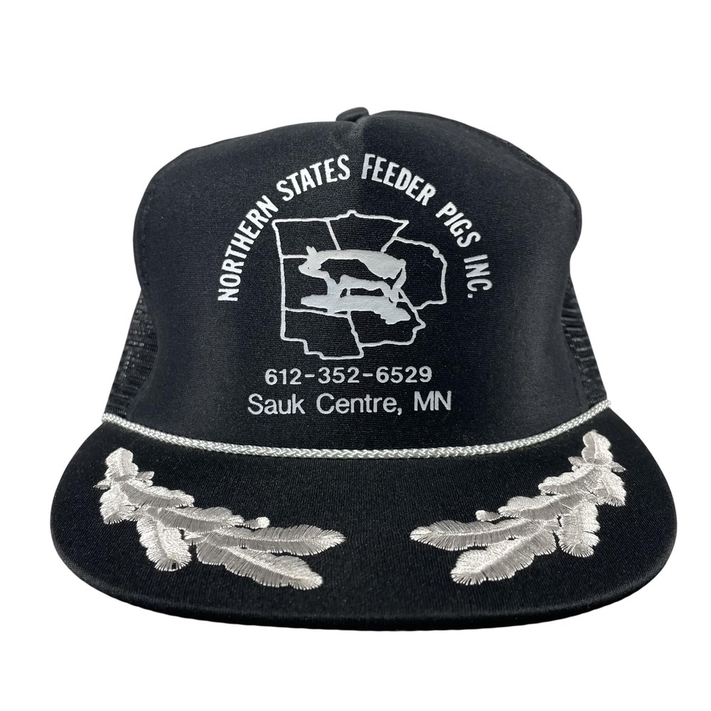 Northern States‎ Feeder Pigs Hat Cap Snap Back One Size Mens Black Nissin Cap MN